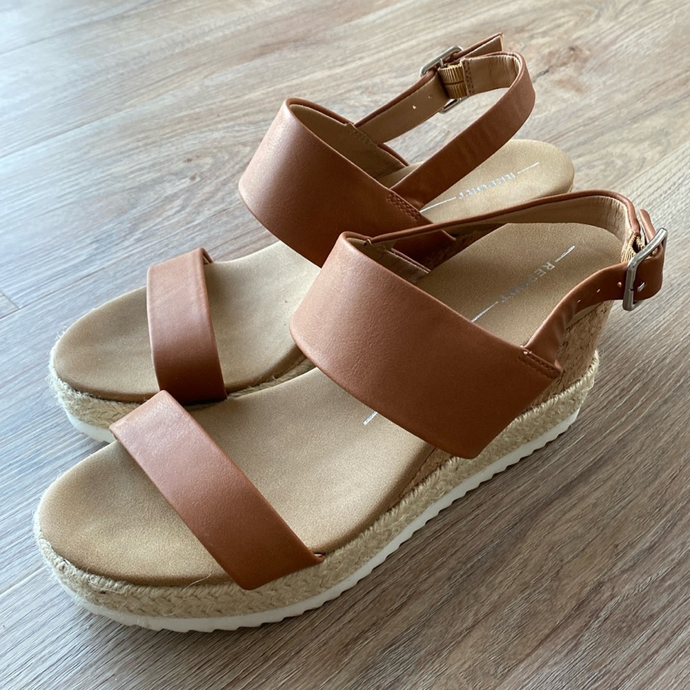 REPORT FOOTWEAR Elmer Sport Bottom Wedge Sandal in Cognac Brown Tan - Picture 3 of 11